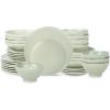 imageStone by Mercer Project Nendo Stoneware Dinnerware Set 16Piece  Service for 4 BlackSageGrey