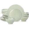 imageStone by Mercer Project Nendo Stoneware Dinnerware Set 16Piece  Service for 4 BlackSageGrey