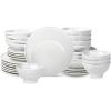 imageStone by Mercer Project Nendo Stoneware Dinnerware Set 16Piece  Service for 4 BlackWhite