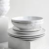 imageStone by Mercer Project Nendo Stoneware Dinnerware Set 16Piece  Service for 4 BlackWhite