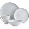 imageStone lain Romy Stoneware 16piece Round Dinnerware Set Spotted WhiteBlack 16Piece Service for 4Spotted WhiteBlack