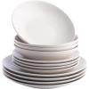 imagePorto by Stone Lain Semplice 12Piece Premium Kitchen ampamp Dining Dinnerware Set Stoneware White Matte Crafted in Portugal Dishwasher and Microwave Safe ScratchResistant Dish Set for 4Semplice  White Matte