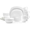 imageStone Lain Bone China Pinpoint Embossed 16 Piece Dinnerware Set WhiteSquare  White