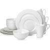imageStone Lain Bone China Pinpoint Embossed 16 Piece Dinnerware Set WhiteSwirl  White