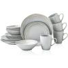 imageStone Lain Clara 16Piece Dinnerware Set Porcelain Burgundy Service For 4Gray