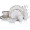 imageStone Lain Clara 16Piece Dinnerware Set Porcelain Burgundy Service For 4White Speckle