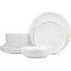 imageStone Lain Gabrielle Bone China Dinnerware Set 12Piece Service for 4 White and PlatinumWhite and Gold