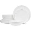 imageStone Lain Gabrielle Bone China Dinnerware Set 12Piece Service for 4 White and PlatinumWhite and Platinum