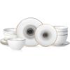 imageStone Lain Luma Porcelain Dinnerware Set 16Piece  Service for 4 BlueBlack