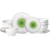 imageStone Lain Luma Porcelain Dinnerware Set 16Piece  Service for 4 BlueGreen