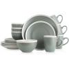 imageStone Lain Serafina Stoneware 16piece Round Dinnerware Set WineGreen and Cream