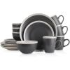imageStone Lain Serenity 16Piece Stoneware Dinnerware 2Tone Speckles Dark Gray and CreamDark Gray and Cream