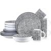 imageStone Lain Sophie Rustic Stoneware Dinnerware Service for 4 Black and White Textured 16 PiecesSophie  Black and White