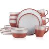 imageStone Lain Vince Stoneware Reactive Glaze Dinnerware Set 16 Piece Service for 4 GrayVince Red