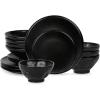 imageStone by Mercer Project Nendo Stoneware Dinnerware Set 16Piece  Service for 4 BlackBlack