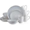 imageStone lain Romy Stoneware 16piece Round Dinnerware Set Spotted WhiteBlack 16Piece Service for 4Spotted WhiteBlack