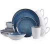 imageStone lain Romy Stoneware Dinnerware Set 16Piece Service for 4 Blue