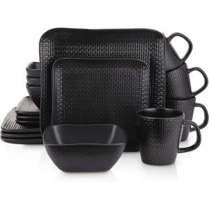 imageStone Lain Abigail 16Piece Dinnerware Set Stoneware BlackBlack