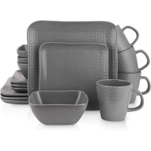 imageStone Lain Abigail 16Piece Dinnerware Set Stoneware BlackGray