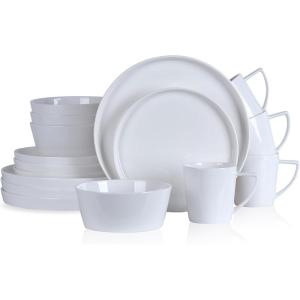 imageStone Lain Bone China Pinpoint Embossed 16 Piece Dinnerware Set WhiteMadeline  White