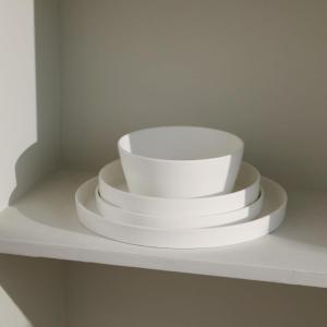 imageStone Lain Bone China Pinpoint Embossed 16 Piece Dinnerware Set WhiteMatte White