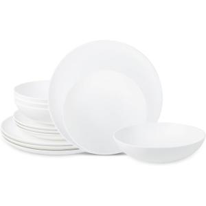 imageStone Lain Bone China Pinpoint Embossed 16 Piece Dinnerware Set WhiteWhite