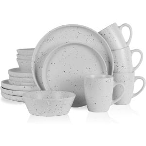 imageStone Lain Jade Stoneware Dinnerware 16Piece Service for 4 TaupeWhite
