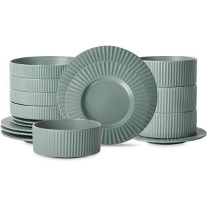 imageStone Lain Lusso Stoneware Dinnerware Set 16Piece  Service for 4 WhiteStone