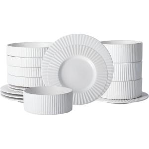 imageStone Lain Lusso Stoneware Dinnerware Set 16Piece  Service for 4 WhiteWhite