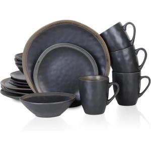 imageStone Lain Serafina Stoneware 16piece Round Dinnerware Set WineGray