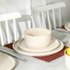 imageStone Lain Eden 24Piece Dinnerware Set Stoneware Plates and Bowls Set Dishwasher and Microwave Safe Dish Dish Set for 8 Dark BlueBeige