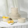 imageStone Lain Eden 24Piece Dinnerware Set Stoneware Plates and Bowls Set Dishwasher and Microwave Safe Dish Dish Set for 8 Dark BlueBeige