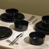 imageStone Lain Eden 24Piece Dinnerware Set Stoneware Plates and Bowls Set Dishwasher and Microwave Safe Dish Dish Set for 8 Dark BlueBlack