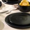 imageStone Lain Eden 24Piece Dinnerware Set Stoneware Plates and Bowls Set Dishwasher and Microwave Safe Dish Dish Set for 8 Dark BlueBlack