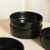 imageStone Lain Eden 24Piece Dinnerware Set Stoneware Plates and Bowls Set Dishwasher and Microwave Safe Dish Dish Set for 8 Dark BlueBlack