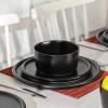 imageStone Lain Eden 24Piece Dinnerware Set Stoneware Plates and Bowls Set Dishwasher and Microwave Safe Dish Dish Set for 8 Dark BlueBlack