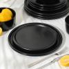 imageStone Lain Eden 24Piece Dinnerware Set Stoneware Plates and Bowls Set Dishwasher and Microwave Safe Dish Dish Set for 8 Dark BlueBlack