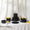 imageStone Lain Eden 24Piece Dinnerware Set Stoneware Plates and Bowls Set Dishwasher and Microwave Safe Dish Dish Set for 8 Dark BlueBlack