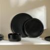 imageStone Lain Eden 24Piece Dinnerware Set Stoneware Plates and Bowls Set Dishwasher and Microwave Safe Dish Dish Set for 8 Dark BlueBlack