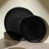 imageStone Lain Eden 24Piece Dinnerware Set Stoneware Plates and Bowls Set Dishwasher and Microwave Safe Dish Dish Set for 8 Dark BlueBlack
