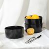 imageStone Lain Eden 24Piece Dinnerware Set Stoneware Plates and Bowls Set Dishwasher and Microwave Safe Dish Dish Set for 8 Dark BlueBlack