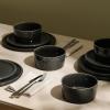 imageStone Lain Eden 24Piece Dinnerware Set Stoneware Plates and Bowls Set Dishwasher and Microwave Safe Dish Dish Set for 8 Dark BlueCharcoal Grey