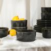 imageStone Lain Eden 24Piece Dinnerware Set Stoneware Plates and Bowls Set Dishwasher and Microwave Safe Dish Dish Set for 8 Dark BlueCharcoal Grey