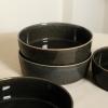 imageStone Lain Eden 24Piece Dinnerware Set Stoneware Plates and Bowls Set Dishwasher and Microwave Safe Dish Dish Set for 8 Dark BlueCharcoal Grey
