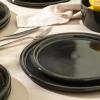 imageStone Lain Eden 24Piece Dinnerware Set Stoneware Plates and Bowls Set Dishwasher and Microwave Safe Dish Dish Set for 8 Dark BlueCharcoal Grey