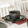 imageStone Lain Eden 24Piece Dinnerware Set Stoneware Plates and Bowls Set Dishwasher and Microwave Safe Dish Dish Set for 8 Dark BlueCharcoal Grey