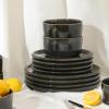 imageStone Lain Eden 24Piece Dinnerware Set Stoneware Plates and Bowls Set Dishwasher and Microwave Safe Dish Dish Set for 8 Dark BlueCharcoal Grey