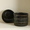 imageStone Lain Eden 24Piece Dinnerware Set Stoneware Plates and Bowls Set Dishwasher and Microwave Safe Dish Dish Set for 8 Dark BlueCharcoal Grey
