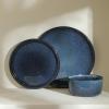 imageStone Lain Eden 24Piece Dinnerware Set Stoneware Plates and Bowls Set Dishwasher and Microwave Safe Dish Dish Set for 8 Dark BlueDark Blue