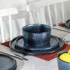 imageStone Lain Eden 24Piece Dinnerware Set Stoneware Plates and Bowls Set Dishwasher and Microwave Safe Dish Dish Set for 8 Dark BlueDark Blue